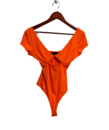 Lulus Bodysuit Orange Small w/ Cut Out Short Sleeve Ribbed New So Sunny ... - £11.86 GBP