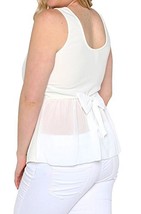 Zenobia Women&#39;s Plus Size Chiffon Back Peplum Top Sleeveless (2X, Ivory) - £16.44 GBP