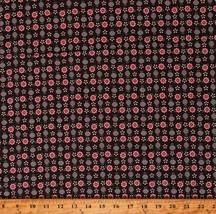 Cotton Bee Dots Flowers Plants Dots Stripes Raisin Fabric Print by Yard D384.53 - £11.14 GBP