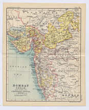 1912 Antique Map Of Berar Gujarat / British India / Verso Bombay Mumbai Vicinity - £21.00 GBP