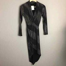 LIX Glittery Ombre Wrap Look Dress Small Black Gray Sparkly - £15.27 GBP
