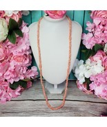 Pink Angel Skin Coral Bead Necklace 34&quot; Long 36 Grams Twisted Multi Stra... - £78.72 GBP