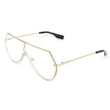 Oversized Vintage Retro Shield Style Clear Lens Sun Glasses Gold Metal Frame - £10.81 GBP