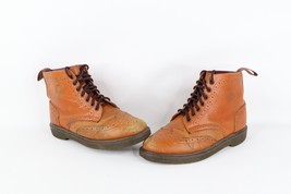 Vtg Dr Martens Mens 7 Womens 8 Chunky Platform Distressed Leather Wingtip Boots - $108.85