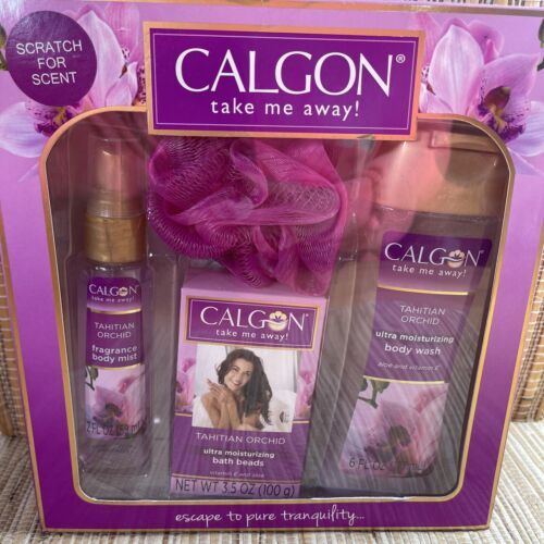 Calgon Tahitian Orchid Body Mist Wash Bath Beads Gift Set - £19.51 GBP