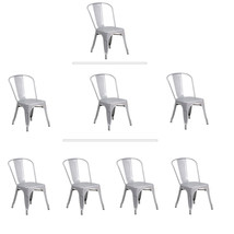 Tolix Silver Metal Stacking Dining Chair Commercial Quality 1-4 Unit Discounts - £95.89 GBP+