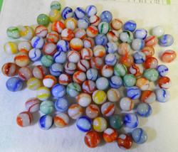 #17246m Vintage Group or Bulk Lot of 100 Peltier Glass Marbles .57 to .6... - $81.17