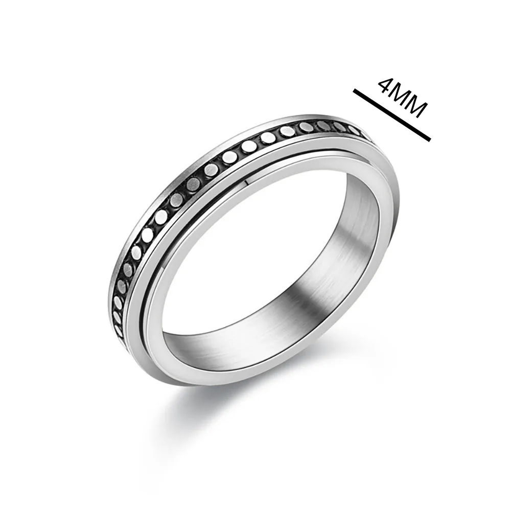 Rotate Freely Spinning Stainless Steel Ring For Women and Men Moon Star Chain Sp - £12.03 GBP