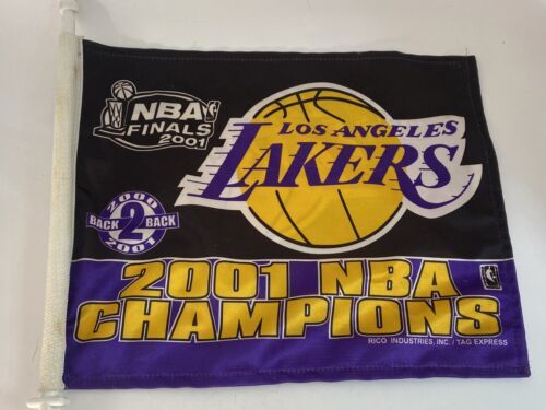 Vintage Los Angeles Lakers 2000 2001 Back 2 Back NBA Champions Car Flag Rico - $19.79