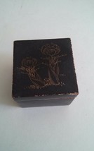 VTG John Wanamaker Jewelers Wood Ring Storage Trinket Box Black Etched Flowers - £15.73 GBP