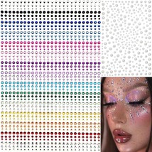 1450 Pieces Eye Face Gems White Pearls Self Adhesive Rhinestone Stickers... - $22.23