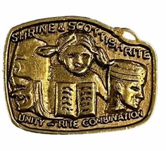 Vintage Shriners Masons Gold Tone Shrine &amp; Scottish Rite Unity Pin 1” Tall - £10.07 GBP