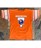 Vtg DENVER BRONCOS Shirt-XL-Orange-NFL Football-Single Stitch-#7-Striped... - $76.80 CAD