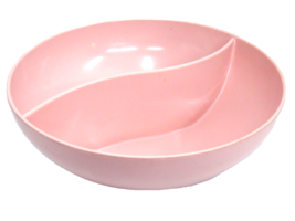 Vintage Pink Melamine Melmac Divided Vegetable Serving Bowl Curved Divider - £11.07 GBP