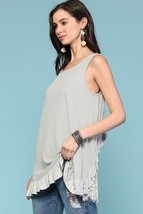 Sleeveless Back Lace Ruffle Detail Tank Top S - £41.78 GBP