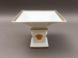 Versace Rosenthal Gorgona Medusa Gold Greek Key Porcelain Footed Candy D... - $749.99