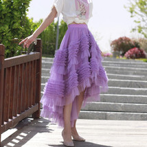 Purple High-low Layered Tulle Skirt Outfit Women Plus Size Fluffy Tulle Skirt image 11