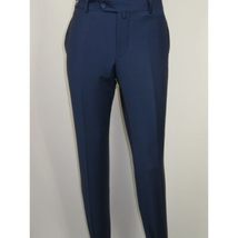 Men's MONO Turkey Slacks 100% Wool Plain Front Slim Fit 2502-04 Royal Blue image 9