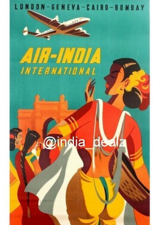 Air India World London Geneva pubblicità foto a colori fotografia artist... - $7.23+