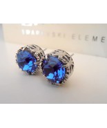 Sapphire Blue Filigree Stud Earrings Art Deco Summer Jewelry Mom Birthda... - $34.00