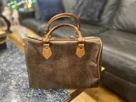 Etro Boston bag Paisley Brown Beige PVC leather Woman Authentic Used - $2,787.49 MXN