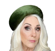 Vtg Womens Green Hat Fur Felt 1950s Martesse Mary Sachs Turned Back Brim... - $52.57