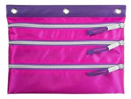 Case-It Pink Purple 3-Ring Binder Zipper Pen Pencil Marker Case School S... - £4.74 GBP