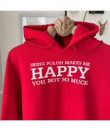 Gildan Polish Pride Humor Red Hoodie Sweatshirt XL - $37.69 CAD