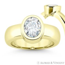 Forever ONE D-E-F Oval Cut Moissanite 14k Yellow Gold Solitaire Engagement Ring - £622.12 GBP+