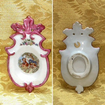 Victorian Courting Couple Jewelry Small Plate with Pink Trim - £27.53 GBP