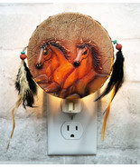 Rustic Western Tribal Indian 2 Running Horses Dreamcatcher Plug In Night... - $28.58 CAD