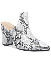 Wild Pair Carlita Women Mule Heels Size US 6M Black White Snake Print - £13.95 GBP