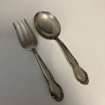 Rogers Sterling Silver “Wedding Bells” Baby Fork And Spoon Set No Mono 4... - $67.27