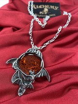 Alchemy P447 Blood Moon Pendant Necklace Gothic England Bat Red Pagan Horror 21” - £33.63 GBP