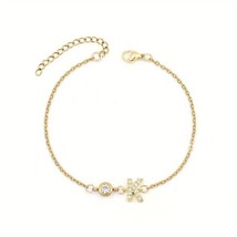 2Ct Lab Created Round Initial &quot;K&quot; Chain Bracelet Diamond 14K Yellow Gold Plated - £154.84 GBP