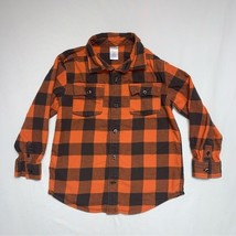 GAP Flannel Orange Plaid Button Down Boy’s S 5-6  Western Shirt Top Fall Pumpkin - £14.24 GBP