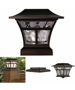 BRONZE SOLAR LED DECK POST CAP LIGHT 4&quot;x4&quot; 6&quot;x6&quot; Outdoor Garden Patio Li... - €25,26 EUR