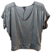Express women&#39;s large gray silver shimmery metallic blouse short dolman sleeve - £10.10 GBP