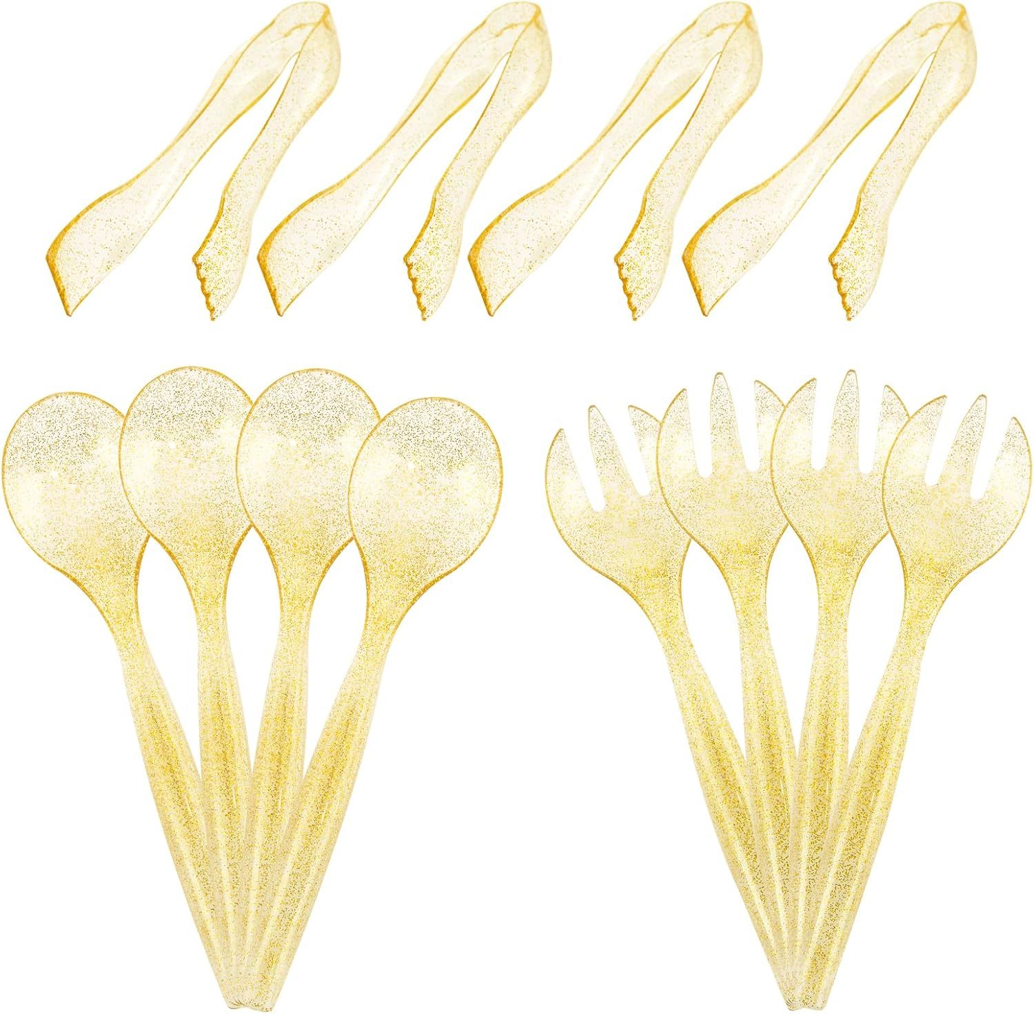 Supernal 72 Pcs Plastic Serving Utensils,Gold Plastic Silverware,24 Pcs,... - $40.96