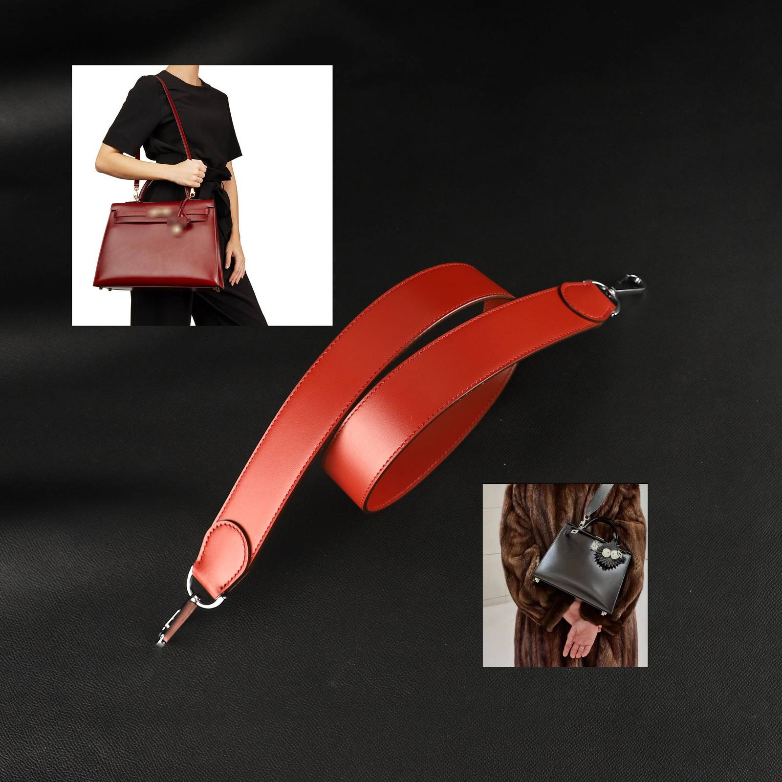 38mm width box leather kelly shoulder strap for kelly 32cm,kelly box leather bag