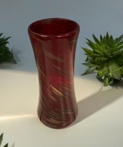 Vintage Hand Blown Art Red Gold Aventurine Murano Style Glass 6.5” Vase - $24.74