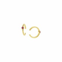 14K Solid Yellow Gold Rubies Ear Cuff Earrings - Minimalist - £165.08 GBP