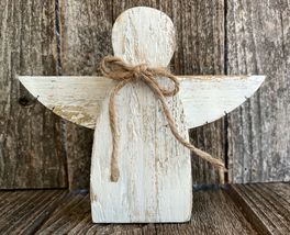 1 Pcs White Angel Tiered Tray Rustic Wood #MNHS - $13.98