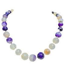 Vintage Knotted Purple Faced Graduated Agate Necklace  125 Grams 22” - £74.20 GBP