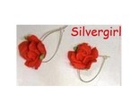1 in silver tear drop hoop earrings roses pick you color  thumb155 crop
