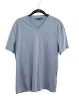 Michael Kors V Neck Shirt Mens Large Blue Short Sleeve Cotton Casual Top - $21.28