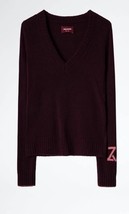 Zadig &amp; Voltaire Sourca 100% Cashmere V-Neck Logo Sweater  $448, XS, NWT! - $173.24