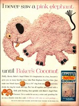 Baker&#39;s Angel Flake Coconut Ad 1961 Pink Elephant Cake Vintage Magazine ... - $25.05