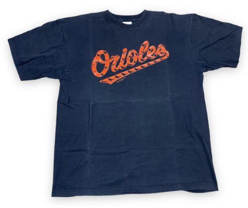 Primary image for Vtg Y2K Majestic Baltimore Orioles 2002 T-Shirt Raised Puff Graphic Black XL