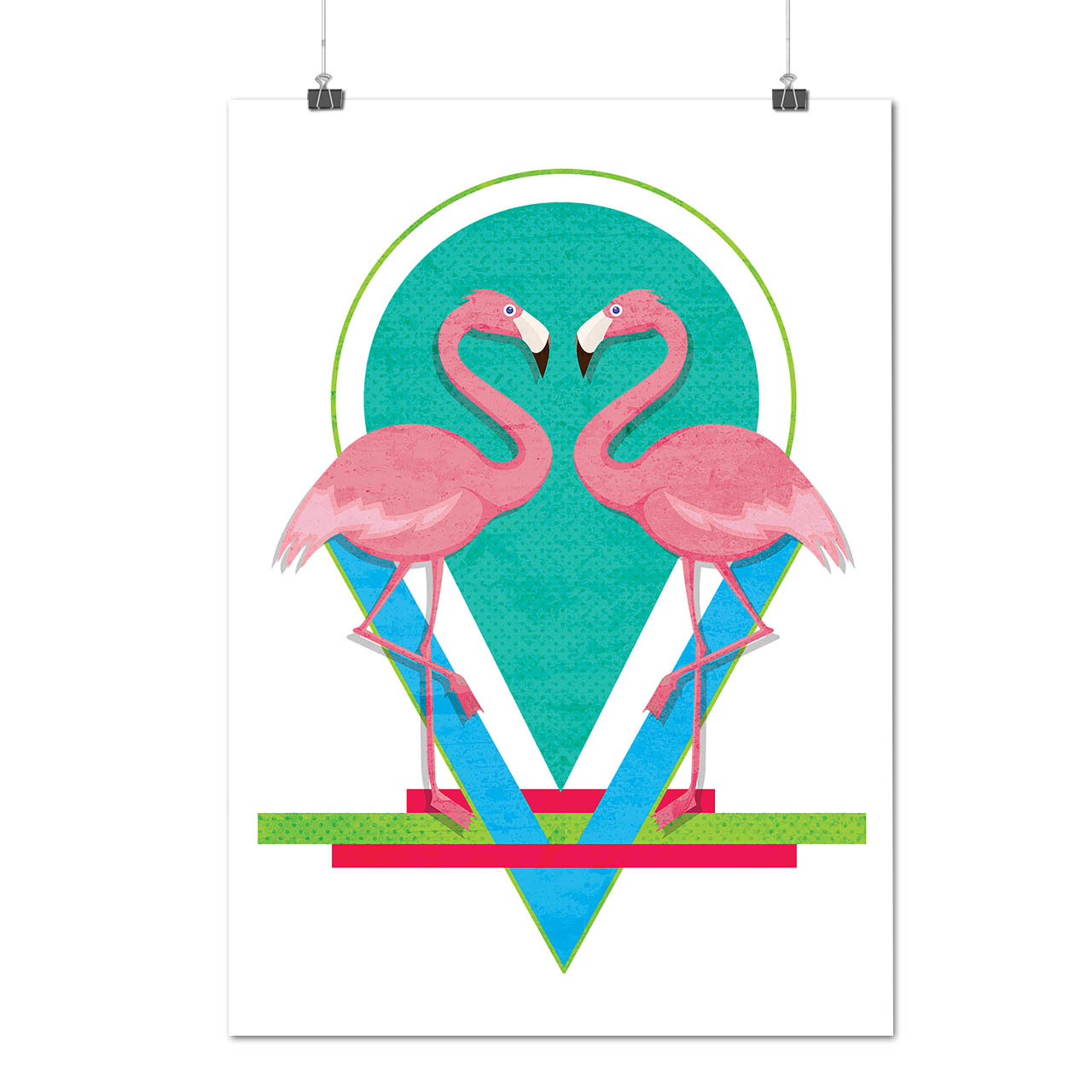 Dual Flamingo Dance Exotic Pink Matte/Glossy Poster A0 A1 A2 A3 A4 ...